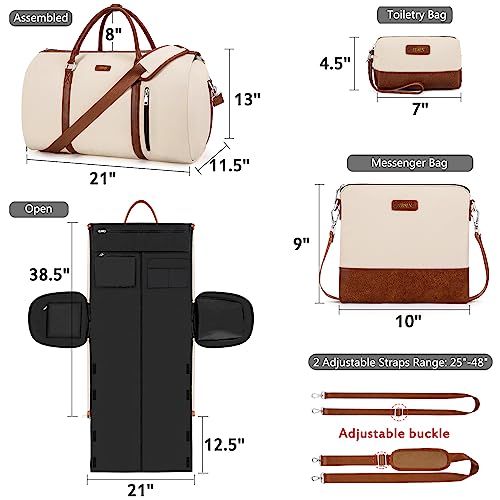 Convertible 2-in-1 Garment Bags for Travel with Waterproof Shoe Compartment - color: A-off White