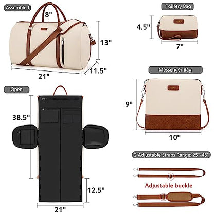 Convertible 2-in-1 Garment Bags for Travel with Waterproof Shoe Compartment - color: A-off White