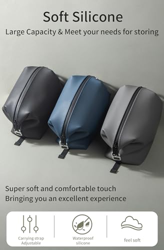 6"x9.84" 4.5L Silicone Toiletry Bag, Navy Blue - color: Navy, size: 4.5L