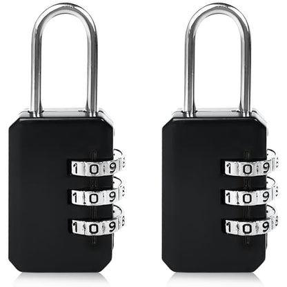 2-Pack Customizable Black Luggage Locks – Set Your Own Combination, Secure Travel Padlocks for Suitcases, Backpacks, and Bags