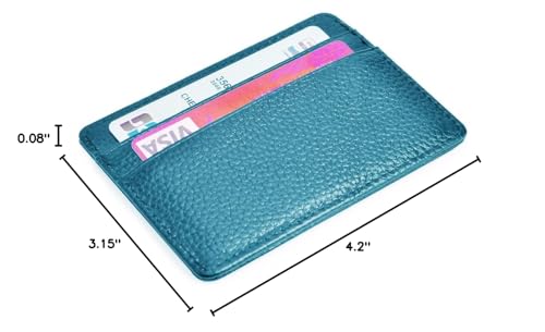 EASTNIGHTS Credit Card Holder Slim Wallet Leather Minimalist Wallet with ID Window - color: blue-02