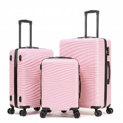 Rosamo 3 Piece Luggage Sets, Lightweight Hardside, TSA Lock, Spinner Wheels (Pink) - color: Pink