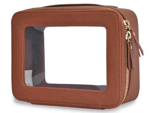 NGIL Clear Faux Leather Toiletry Bag for Women (Brown) - color: Brown