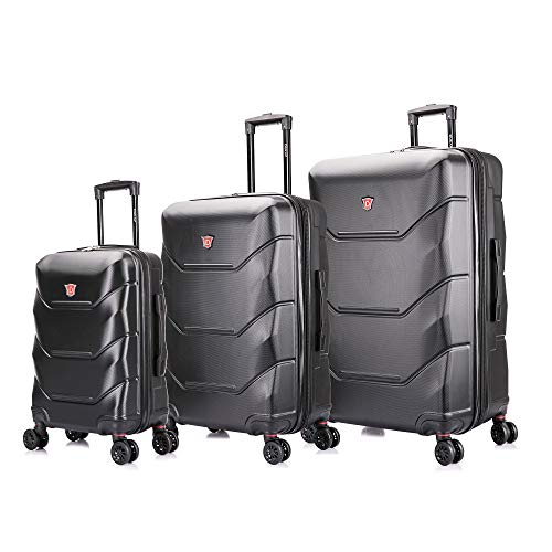 DUKAP ZONIX 3-Piece Durable Hardside Spinner Luggage Set 20/26/30in Black - color: Black, size: 3 Piece Set (20/26/30)