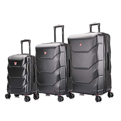 DUKAP ZONIX 3-Piece Durable Hardside Spinner Luggage Set 20/26/30in Black - color: Black, size: 3 Piece Set (20/26/30)