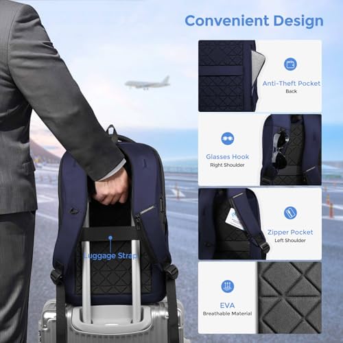 17.3 Inch Laptop Backpack for Men Women, 30L Travel Backpack - color: Blue