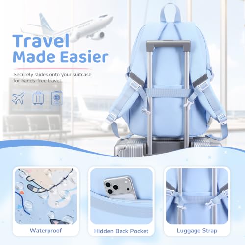 DIGOBAY Backpack for Girls, 5PCS School Bookbag with Lunch Box Pencil Case - color: Blue Cat