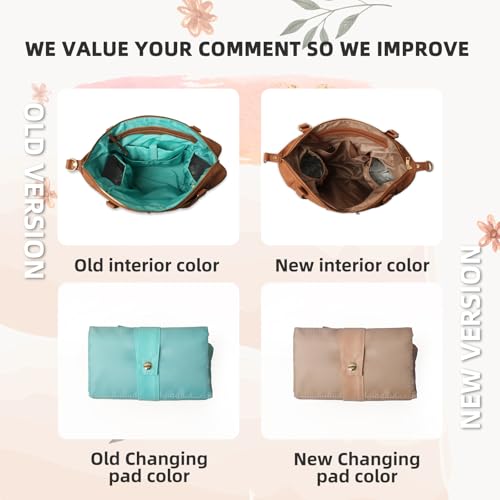 MOMINSIDE Diaper Bag Tote Convertible Diaper Bag Backpack Tote Leather - color: Brown