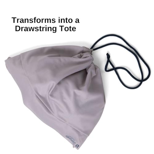 Airplane Tray Organizer/Tote with 4 Storage Pockets, Back Seat Airplane Tray Cover, Converts into a Drawstring Tote, Washable, Durable & Lightweight (2.8 oz) Airplane Travel Essentials - color: Cool Grey