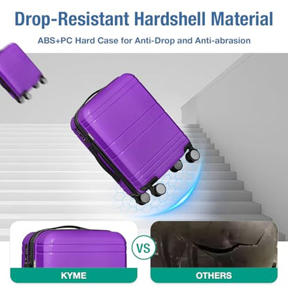 Carry On Luggage 22x14x9 Airline Approved,Hardshell Suitcase,20 Inch,Purple - color: Purple
