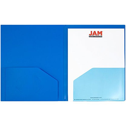JAM PAPER Heavy Duty Plastic Multi Pocket Folders - 6 Pocket Organizer - Blue - 2/Pack - color: Blue, size: 6 Pocket (Pack of 2)