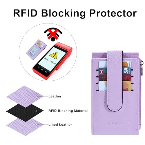 Chelmon Women's RFID Slim Card Holder Wallet - color: Light Purple