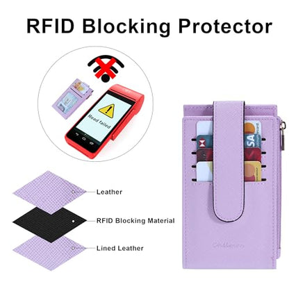 Chelmon Women's RFID Slim Card Holder Wallet - color: Light Purple