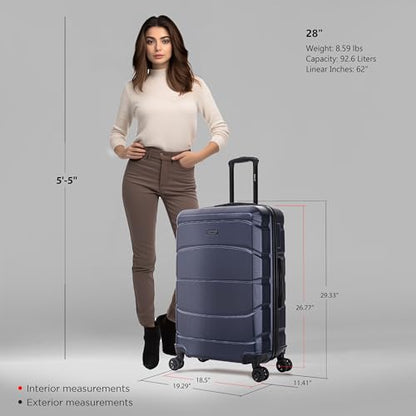 DUKAP SENSE 28-Inch Large Hardside Spinner Luggage Durable Zippered Blue - color: Blue, size: 28 Inch, style: Sense Single