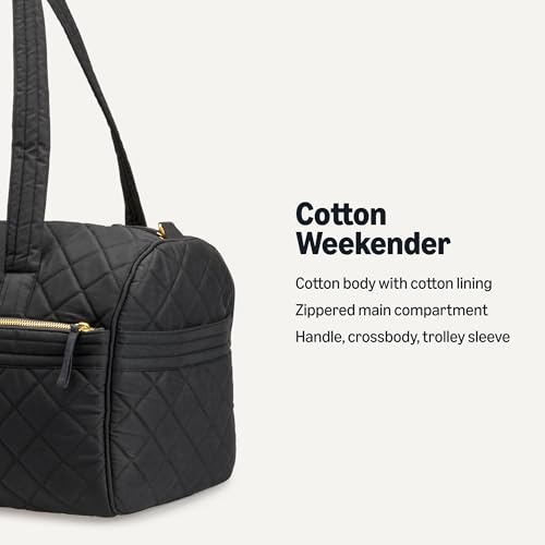 Amazon Essentials Women's Quilted Weekender Duffel Gym Bag with Trolley Sleeve, Black, One Size - color: Black