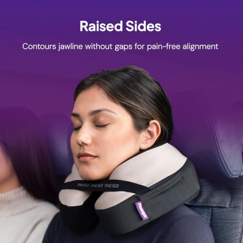 Cabeau TNE S3 Deluxe Luxury Travel Neck Pillow for Airplanes with Patented Seat Strap and Head Hold Technology (Blue) - color: Blue