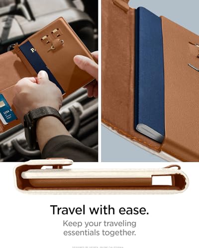 Spigen Life Passport Card Cover Holder, RFID Blocking - color: Dune Beige