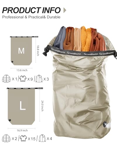 Travel Laundry Bags, Pump-Free Compression Dirty Clothes Bag - color: Gray, size: 23" L × 17" W × 6.5" H