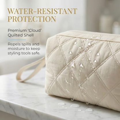 Stratalife Quilted Hair Tools Travel Bag with Polishing Cloth, Khaki - color: Khaki