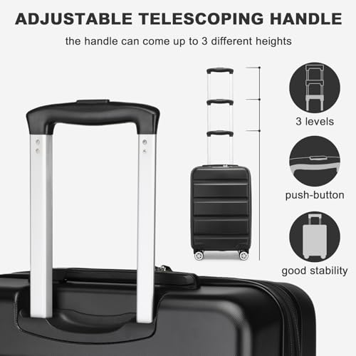 Kono Carry On Luggage 22x14x9 Airline Approved Lightweight Small Travel Suitcase with Spinner Wheels Hard Shell TSA Carry-On Black - color: Black, size: Carry-On 20 Inch