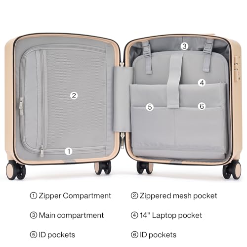 Hanke 16 Inch Underseat Small Carry On Luggage, Hard Shell with TSA Lock - color: Cuba Sand, size: 16 Inch