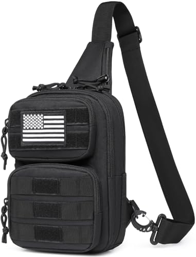 Tactical Sling Bag Backpack, RFID Blocking Crossbody Shoulder Bag for Men - color: Black