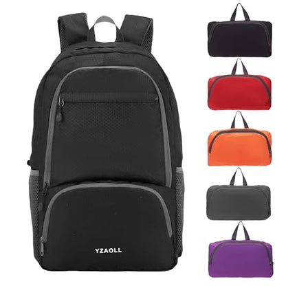 30L Hiking Backpack Lightweight Day Packs, Packable Backpack for Women Men - color: E-black