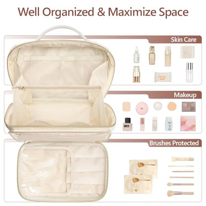 PACKISM Quilted Travel Makeup Bag for Women - Cosmetic Organizer for Travel