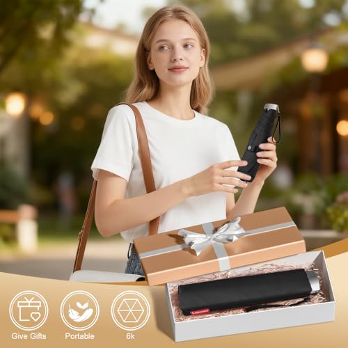 Travel Umbrella Compact Small Folding Windproof Lightweight for Women - color: 01.Black