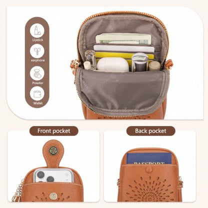 APHISON Small Crossbody Bags for Women, Lightweight Vegan Leather Cell Phone Purse, Cute Purses with Tassels - color: 07a-s-brown