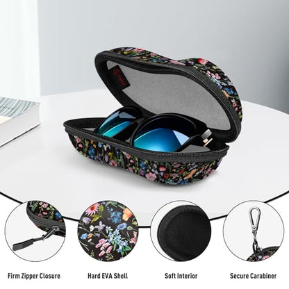 FINTIE Sunglasses Case, Hard EVA Shell Shockproof Sport Glasses Case - color: Z-black Floral