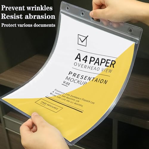 Ollain 10 PCS Job Ticket Holders Waterproof Resealable Zip Dry Erase Document Holder Clear Hard Plastic Sleeves, 8.5" x 11" | Duty Work Pocket Hanging Sheet Protectors - size: 8.5" x 11"