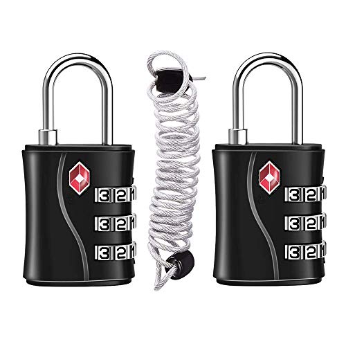 ZHEGE Suitcase Locks TSA Approved, 3 Digit Luggage Locks (Black, 2 Pack) - color: Black, 2Pack