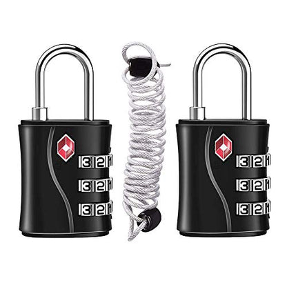 ZHEGE Suitcase Locks TSA Approved, 3 Digit Luggage Locks (Black, 2 Pack) - color: Black, 2Pack