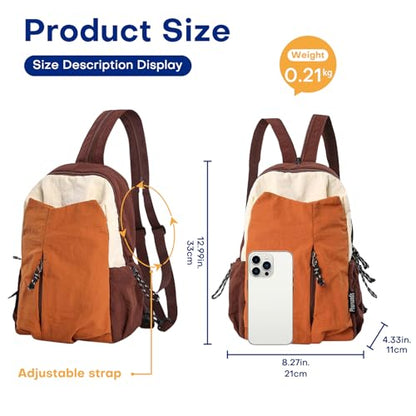 Convertible Crossbody Sling Purse – Lightweight Anti-Theft Daypack (Brown) - color: Brown