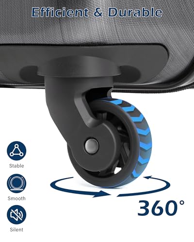Coolife Large Checked Luggage Hardside Suitcase with Spinner Wheels, 28in - color: Charcoal, size: Large Checked(28in)