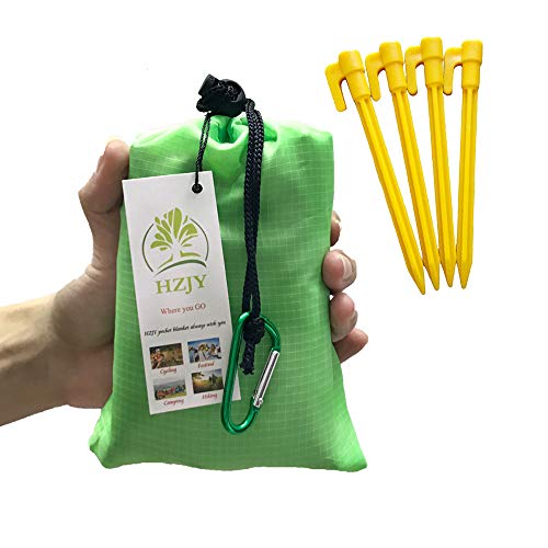 Pocket Picnic Blanket, Compact Lightweight Waterproof Beach Blanket - color: Willow Green
