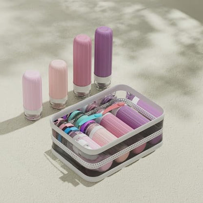 Vitog 16 Pack Travel Bottles for Toiletries, TSA Approved, Leak Proof Kit - color: Pink & Purple