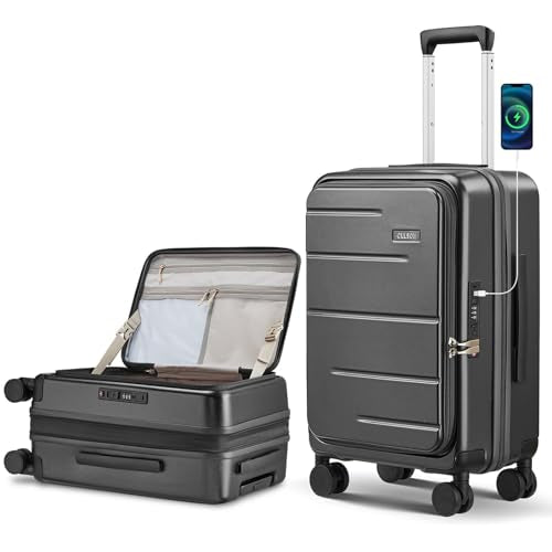 Carry on Luggage Expandable Travel Luggage Top Opening Suitcase with TSA Lock and Usb Built in,Lightweight Rolling Suitcases with Spinner Wheels,PC Hard Shell Suitcases