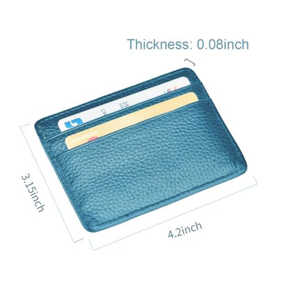 EASTNIGHTS Credit Card Holder Slim Wallet Leather Minimalist Wallet with ID Window - color: blue-02