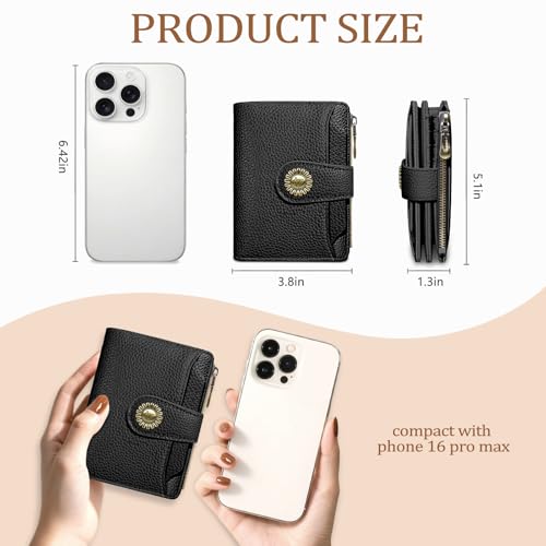 Icycay Black Small Wallet Women RFID Blocking Bifold Credit Card Holder - color: 0 Black