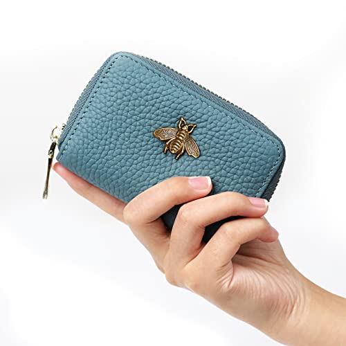 imeetu RFID Credit Card Holder, Small Card Wallet Women, Leather Card Case - color: Lite - Peacock Blue, size: Lite