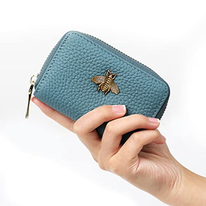 imeetu RFID Credit Card Holder, Small Card Wallet Women, Leather Card Case - color: Lite - Peacock Blue, size: Lite