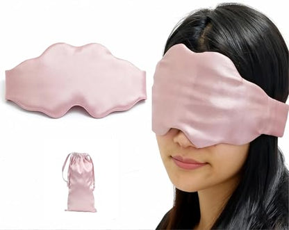 Mulberry Silk Sleep Mask, Padded Silk Eye Mask for Luxury Sleep in Total Darkness (Pink) - color: Pink