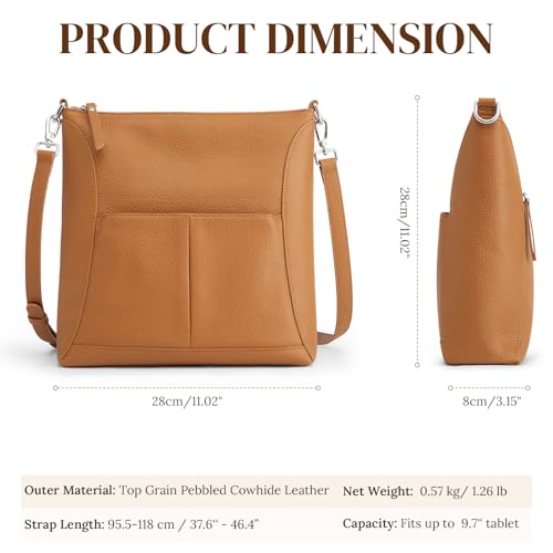 S-ZONE Leather Crossbody Bags for Women RFID Blocking Travel Purse Handbags - color: Brown