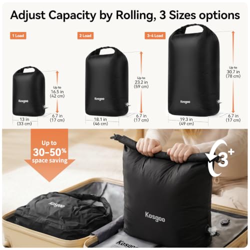 Travel Laundry Bag, Vacuum Compression Waterproof Dirty Clothes Bag - color: Black-2Pack