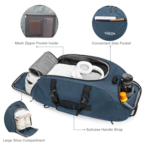 40L/70L 3-Way Duffle Bag Gym Sport Duffel Backpack Shoe Compartment - color: Dark Blue