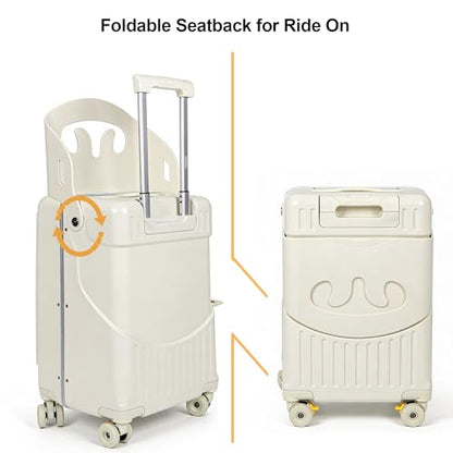Ride on Luggage,20" Kids Ride On Suitcase with Seat Belt & Backrest - color: Sky Blue