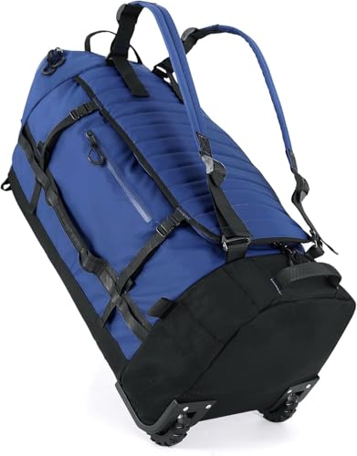 Rolling Duffle Bag with Wheels,86L 30”Carry on Luggage with Wheels,Folding Travel Bag,Duffle Backpack with Separate Shoe Compartment (Dark Blue) - color: dark blue, size: 86L duffle bag