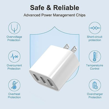 3 USB A Ports Charger Block,5 Pack YTFCYIKBG Cell Phone wall Chargers - color: Ivory